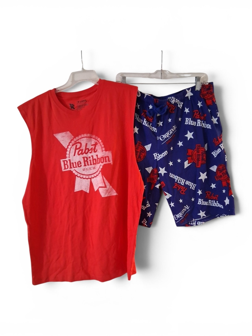 Pabst Blue Ribbon Mens 2 Piece Short Set Loungewear Patriotic Fourth Of July XL